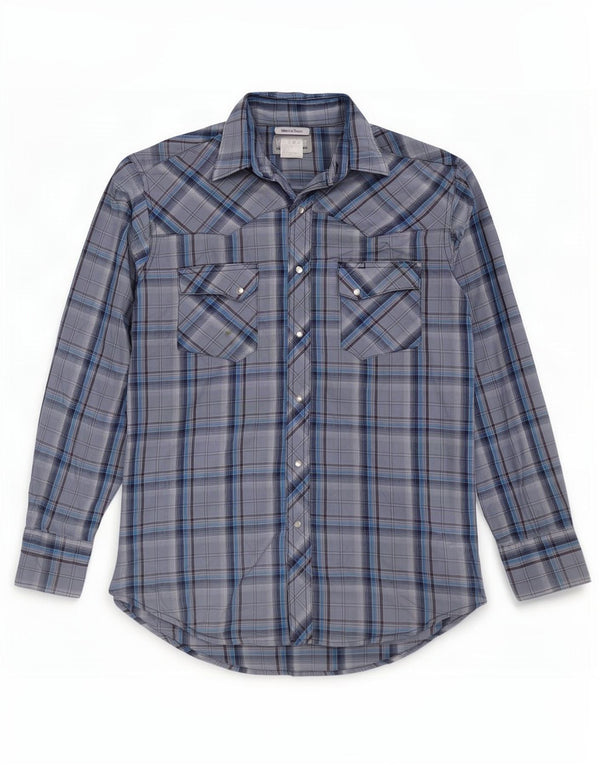 Wrangler Chemise Homme Bleu Moyen Carreaux Coton