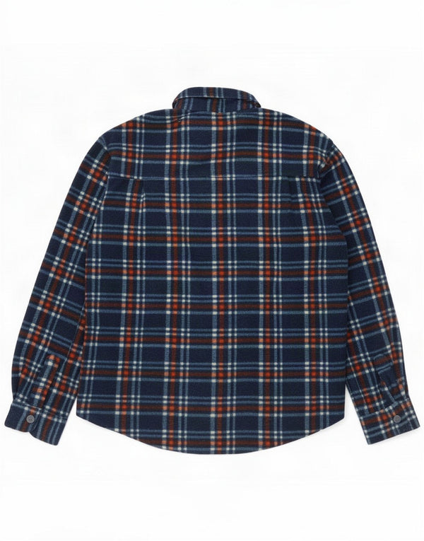 Chemise polaire vintage pour homme à carreaux bleus en polyester