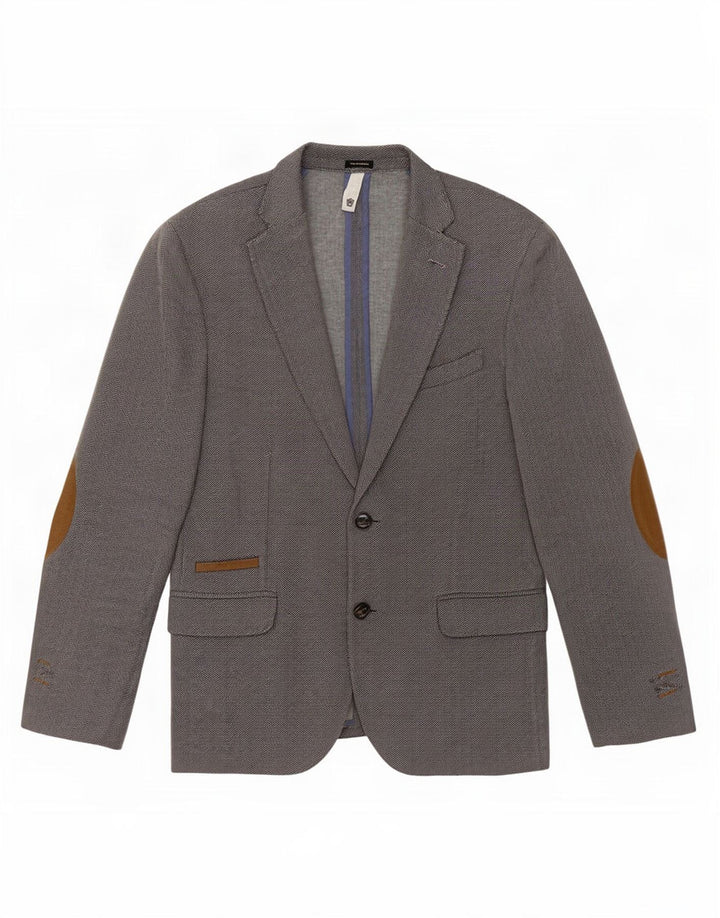 Massimo Dutti Veste blazer à 2 boutons pour homme EU 48 Gris moyen à chevrons
