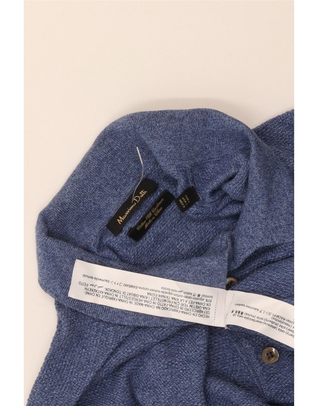 MASSIMO DUTTI Polo à Manches Longues Homme Grand Bleu Coton