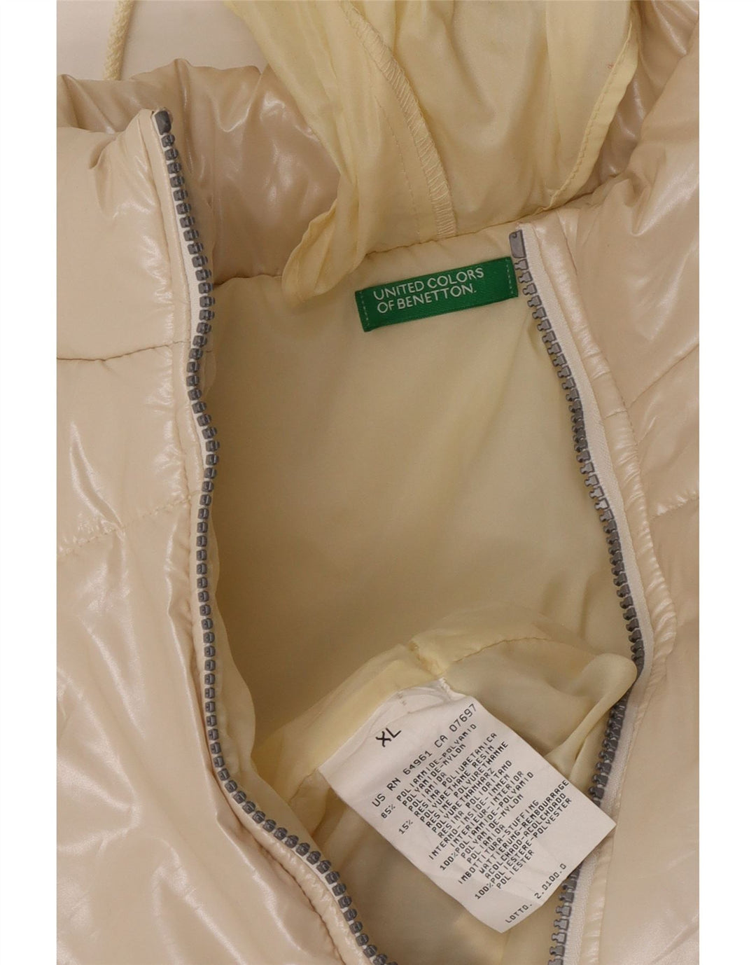 Benetton Veste Rembourrée Femme UK 18 XL Beige Polyamide