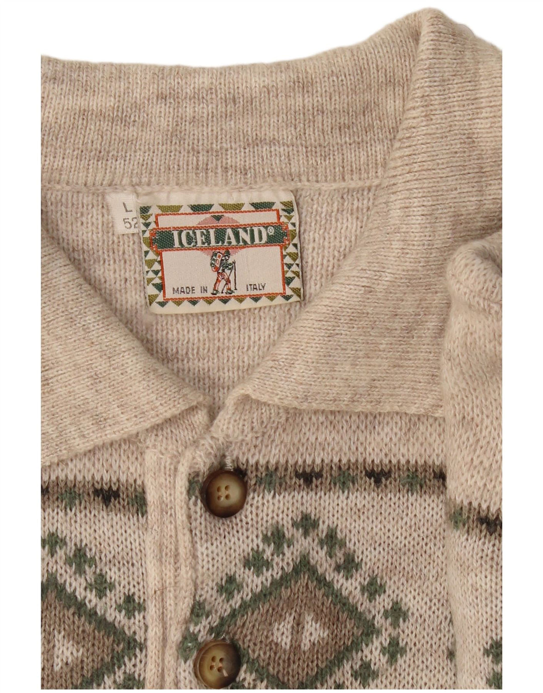 ICELAND Pull col polo pour homme IT 52 Grand gris Fair Isle