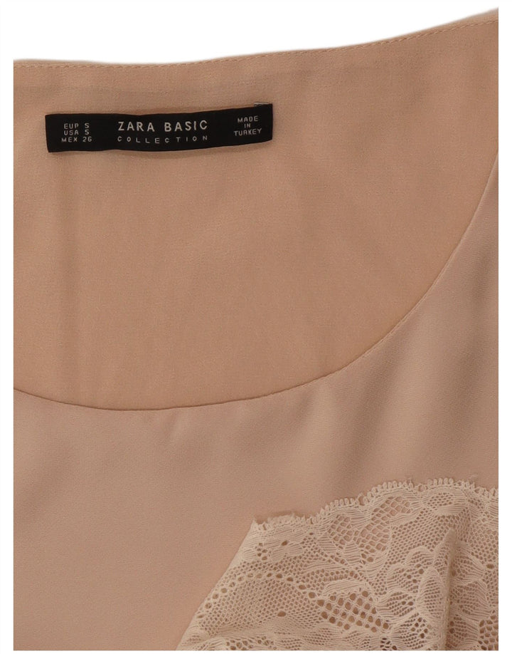 Zara Chemisier sans manches pour femme UK 10 Petit Beige
