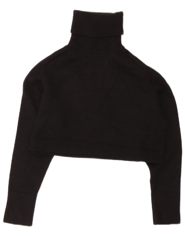Zara Femme Haut Court Col Roulé UK 10 Petit Viscose Noir