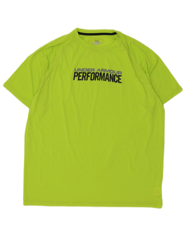 Under Armour Heat Gear Graphic T-Shirt Haut Large Homme Vert Polyester