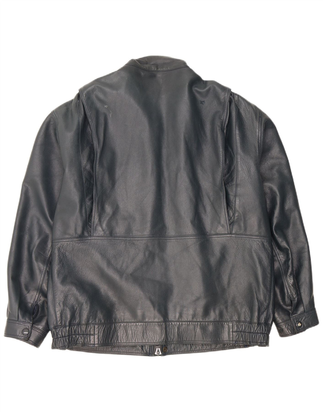veste en cuir homme vintage UK 42 XL Cuir bleu marine