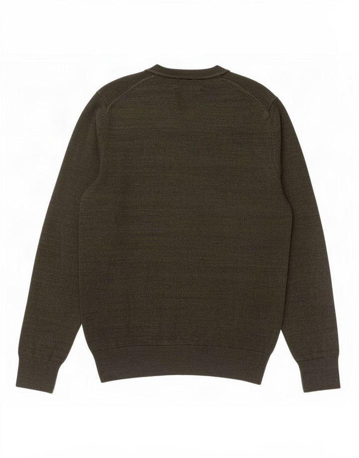 Marks & Spencer Pull à col rond pour homme en coton moucheté kaki petit
