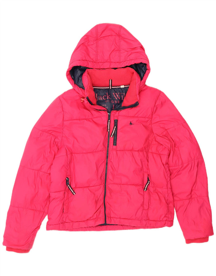 Jack Wills Veste matelassée à capuche pour femme UK 12 Rose moyen Polyamide
