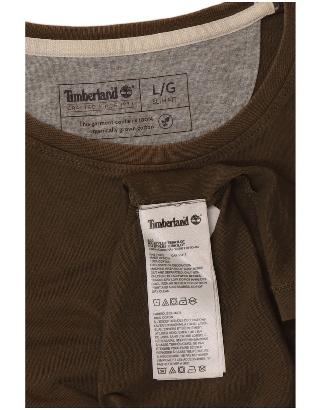 TIMBERLAND T-Shirt Slim Fit Homme Grand Kaki Coton