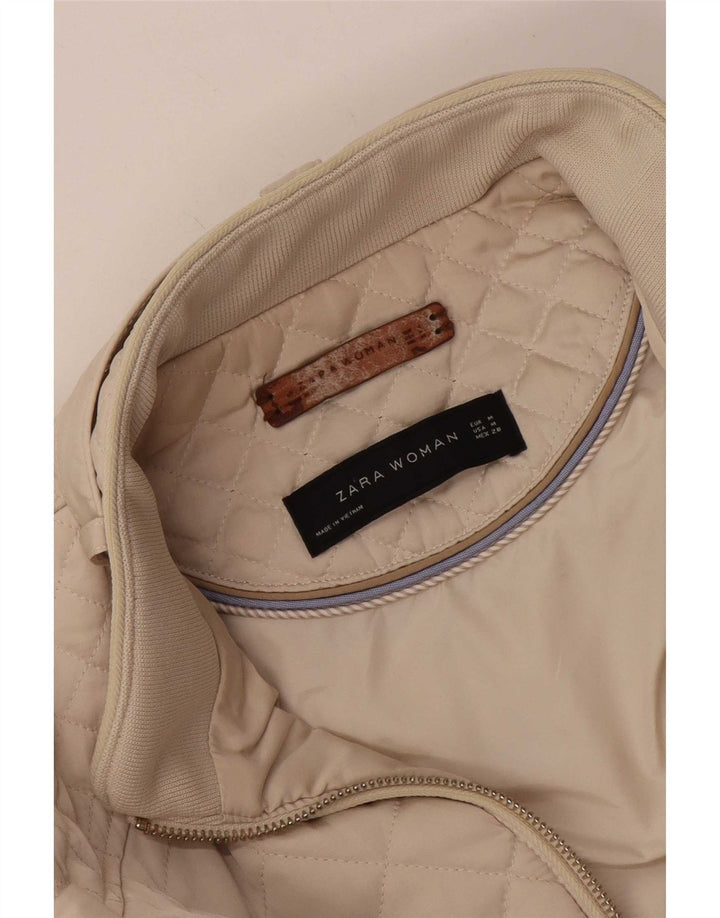 Zara Veste matelassée pour femme UK 12 Medium Off White