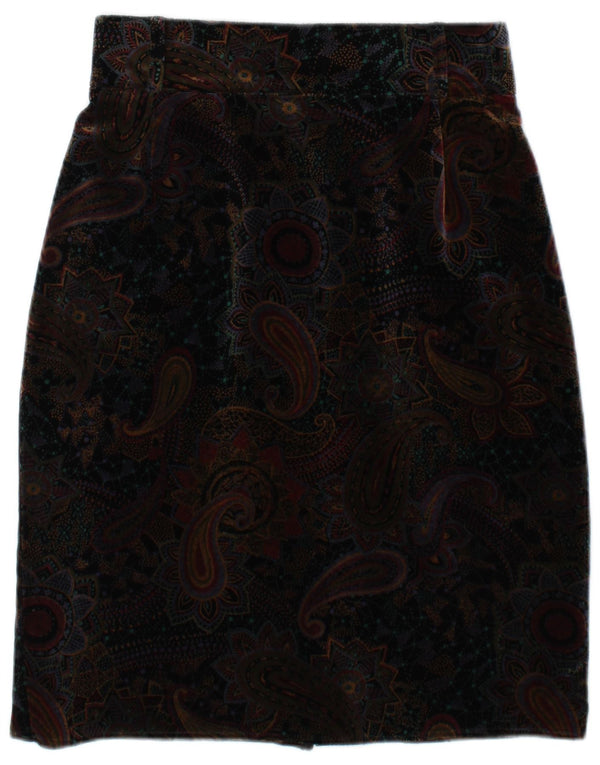 jupe crayon en velours femme vintage IT 42 Medium W28 Brown Paisley Cotton