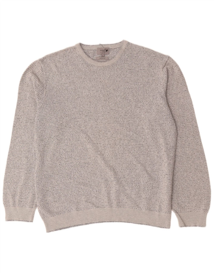 Marks & Spencer Pull col rond pour homme XL en coton moucheté gris