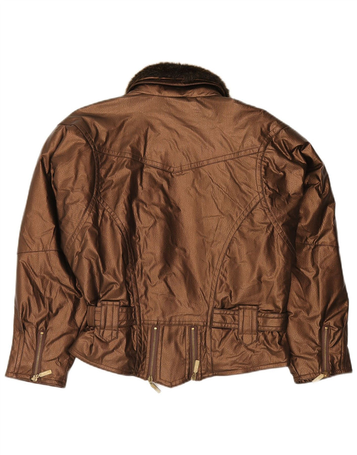 VINTAGE Womens Bomber Jacket UK 20 2XL Brown