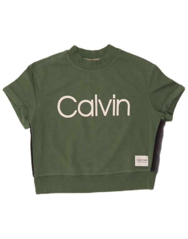 Calvin Klein Sweat-shirt graphique surdimensionné pour femme UK 10 Petit Vert