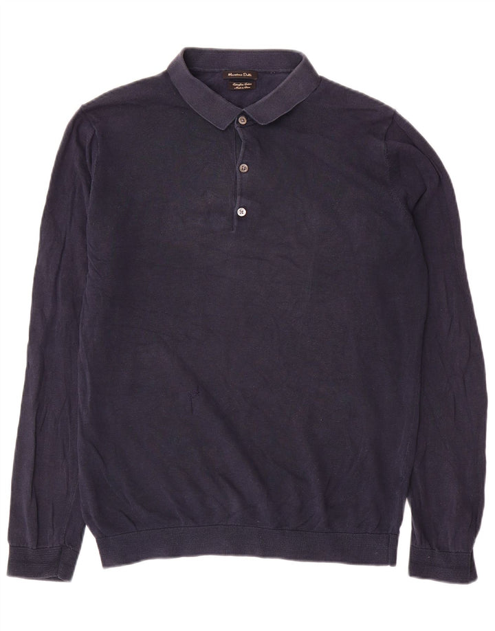 Massimo Dutti Pull col polo pour homme en coton bleu marine Taille L