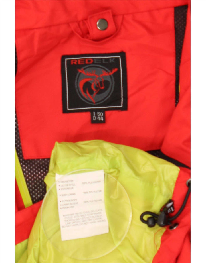 veste de pluie à capuche vintage pour hommes IT 50 Grand polyester colorblock rouge