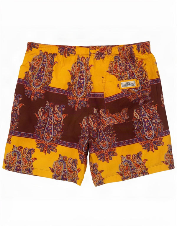 Allen Cox Short de bain pour homme 2XL Jaune Paisley Coton