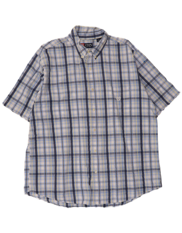 Chaps Chemise à Manches Courtes Homme XL Bleu à Carreaux Coton