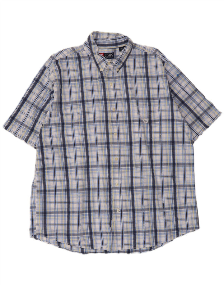 Chaps Chemise à Manches Courtes Homme XL Bleu à Carreaux Coton