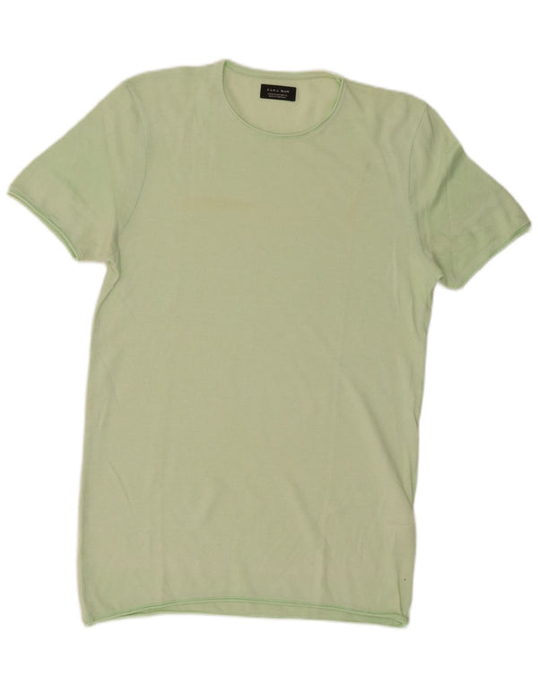 Zara Homme T-Shirt Top Vert Moyen Coton