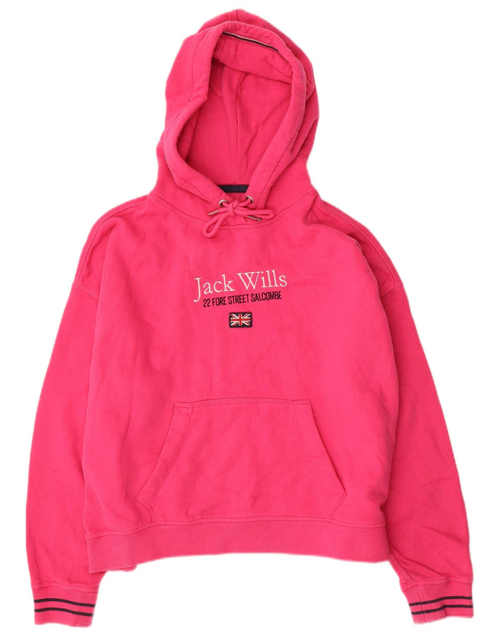 JACK WILLS Pull à capuche surdimensionné pour femme UK 12 Rose moyen