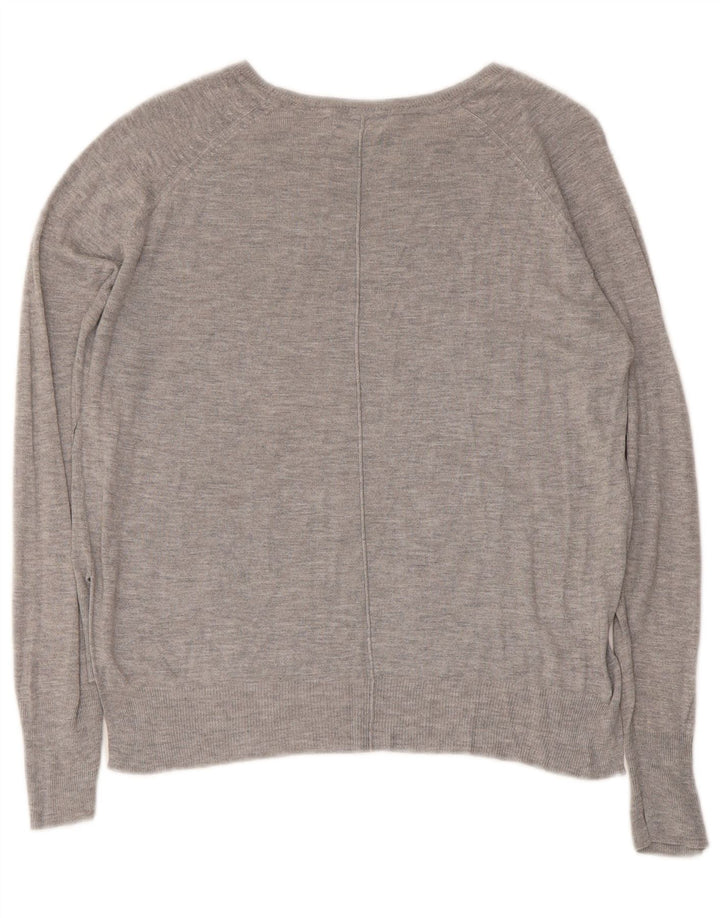 Zara Pull court à col bateau pour femme UK 14 Gris moyen