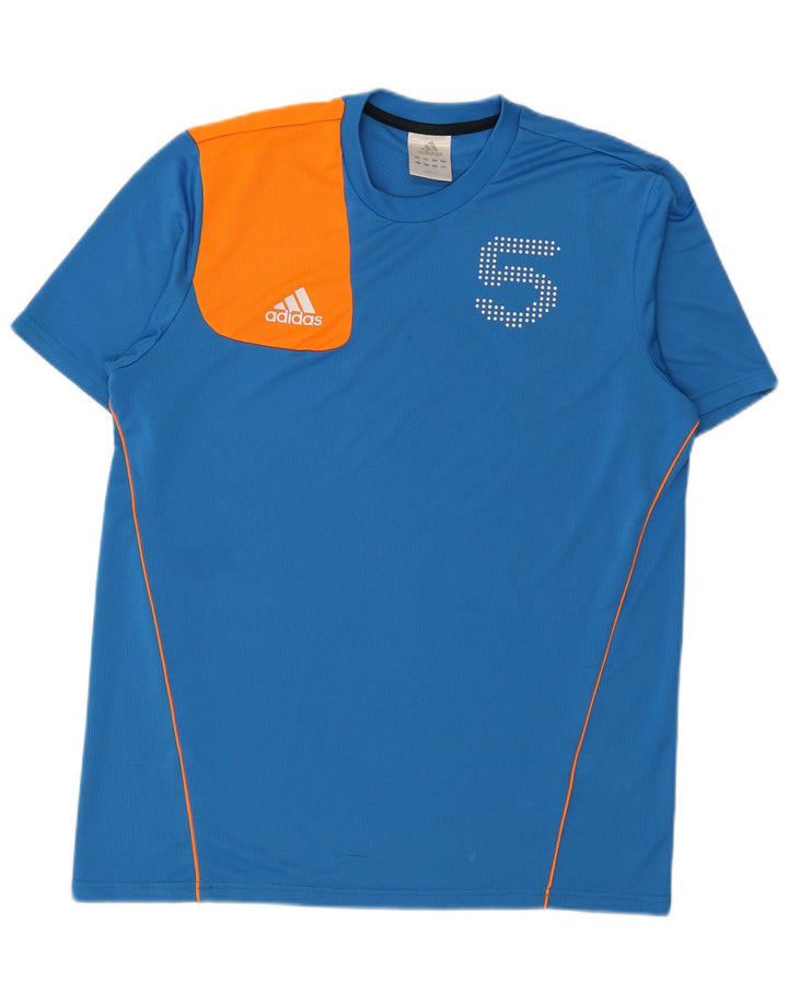ADIDAS T-shirt graphique pour hommes, grand bleu, polyester color block