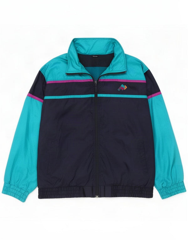 Brugi Mens Loose Fit Tracksuit Top Jacket Medium Navy Blue Colourblock