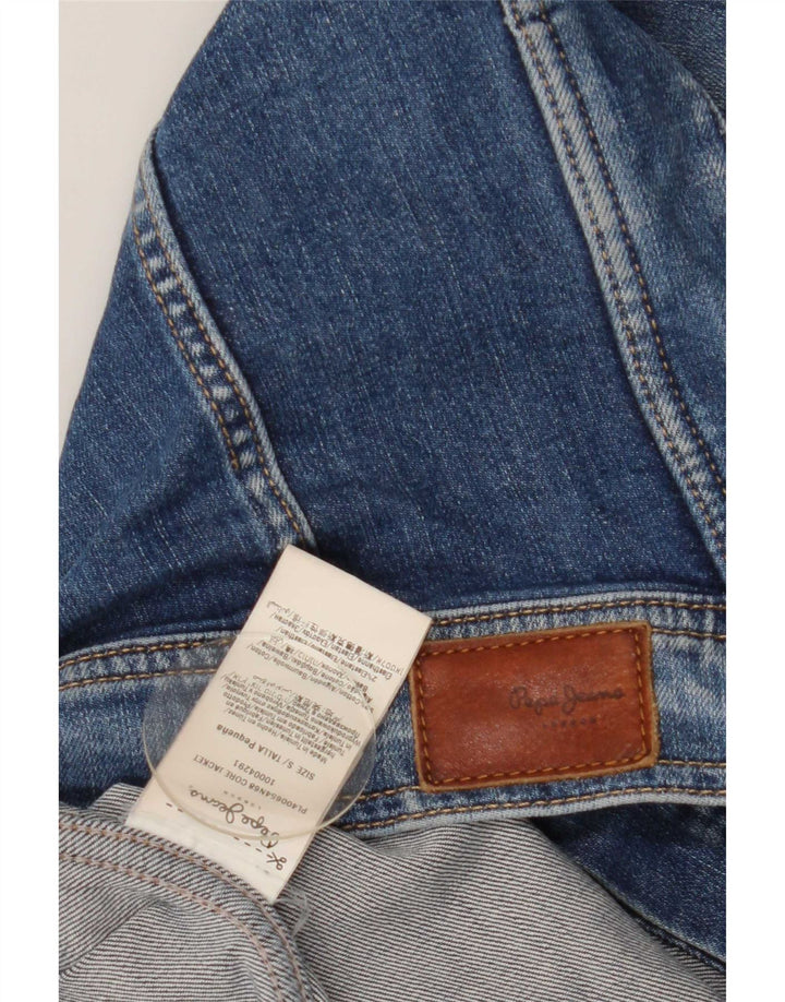 PEPE Jeans Veste en jean courte pour femme UK 8 Petit Bleu Coton