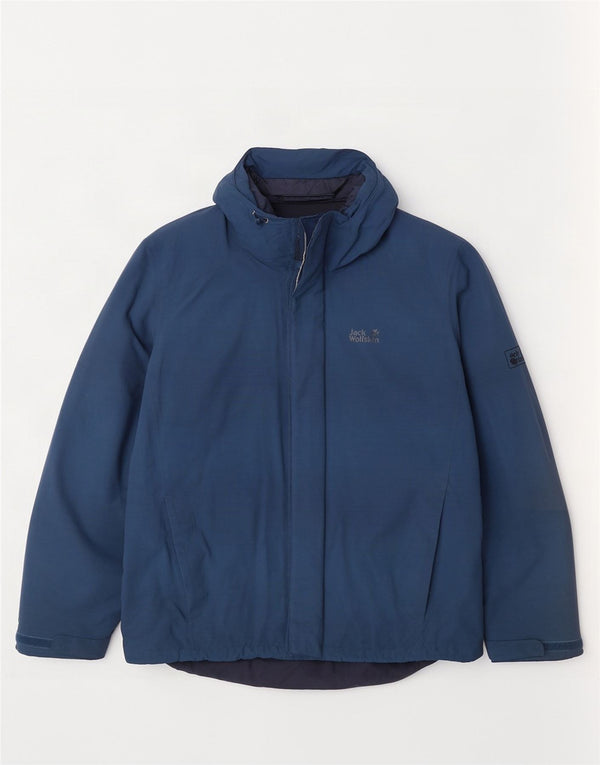 Jack Wolfskin Veste coupe-vent à capuche pour homme UK 40/42 Large Bleu marine