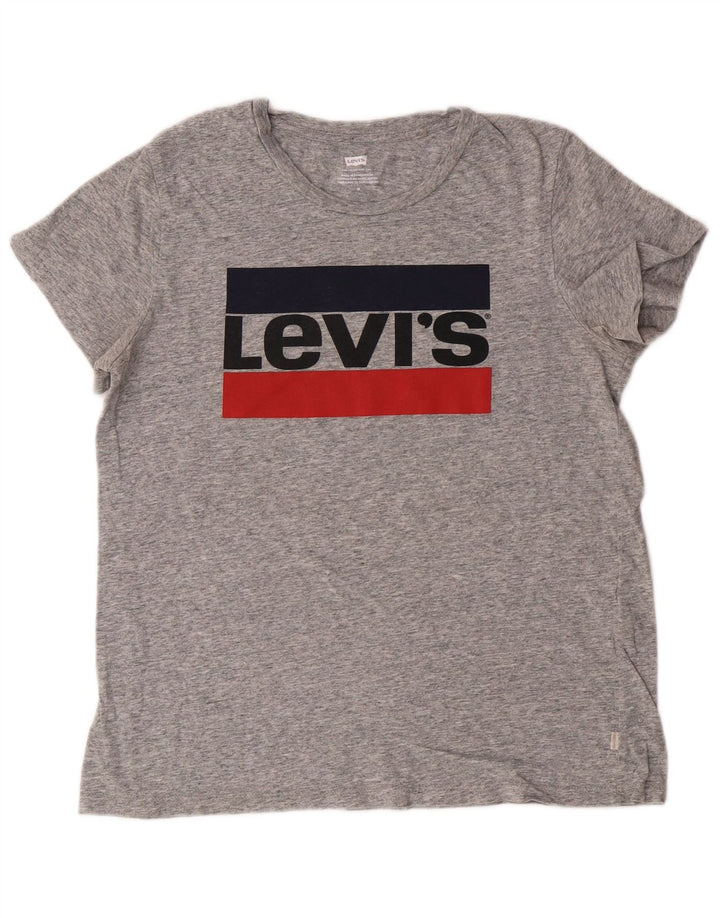 Levi's T-Shirt Graphique Femme UK 14 Gris Moyen Moucheté