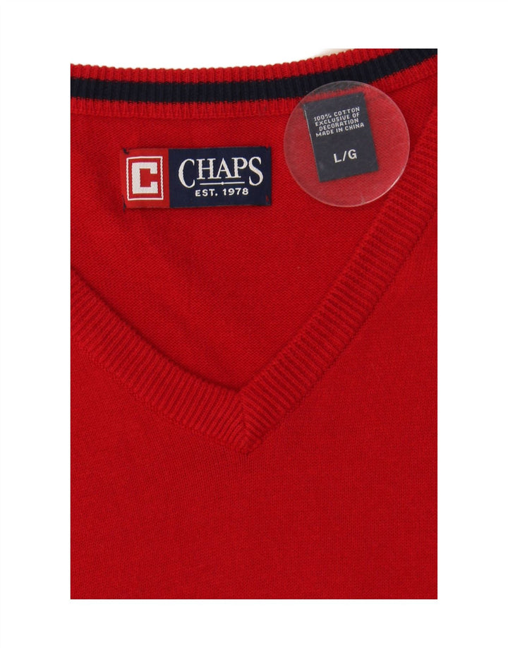 CHAPS Mens Vest Tank Top Large Red Cotton
