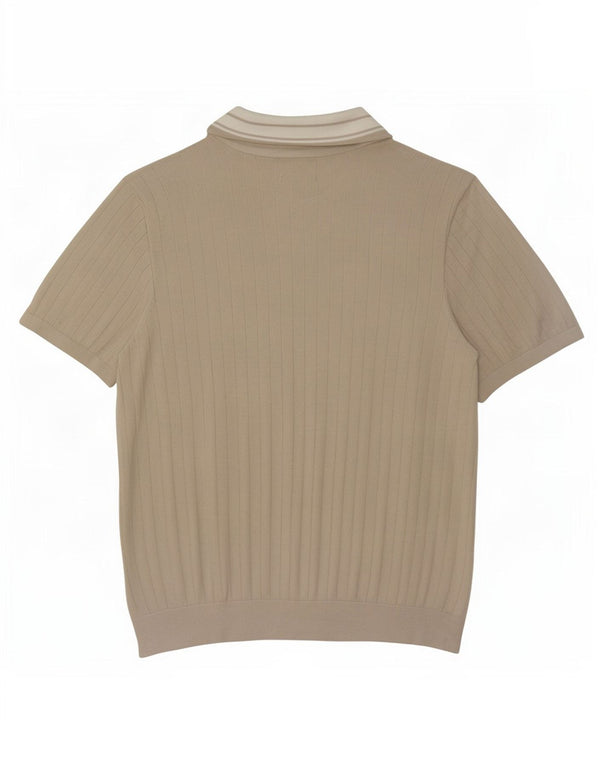 Marks & Spencer Pull à manches courtes et col polo pour homme, grand beige