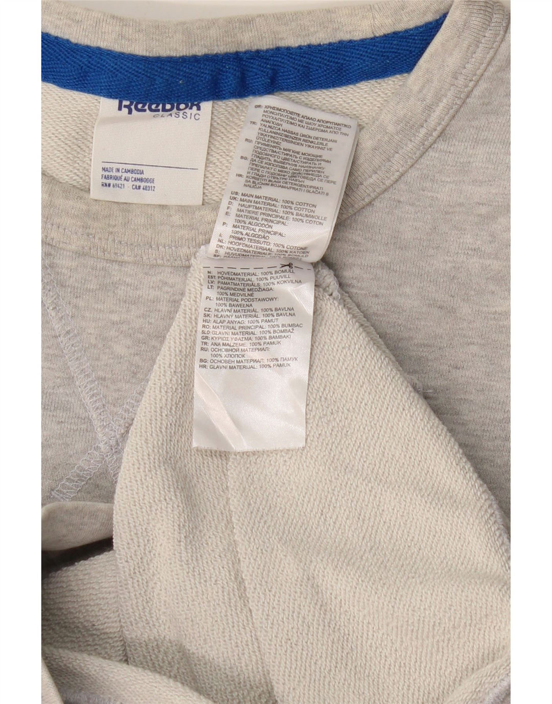 REEBOK Sweat-shirt graphique pour hommes en coton color block petit gris