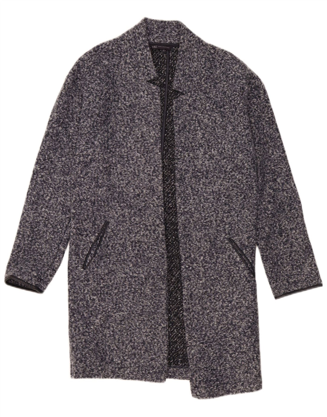 Marks & Spencer Manteau ouvert pour femme UK 8 Petit polyester moucheté bleu marine