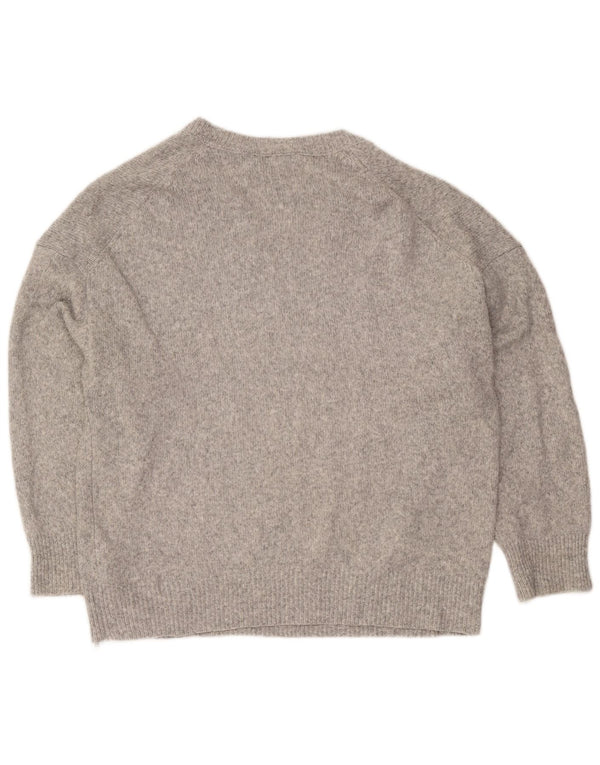 Zara Pull col V pour femme UK 16 Large Acrylique moucheté gris