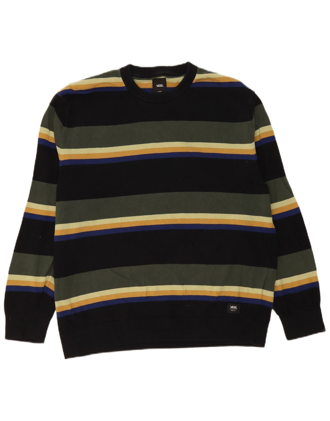 Vans Pull à col rond pour homme en coton rayé multicolore