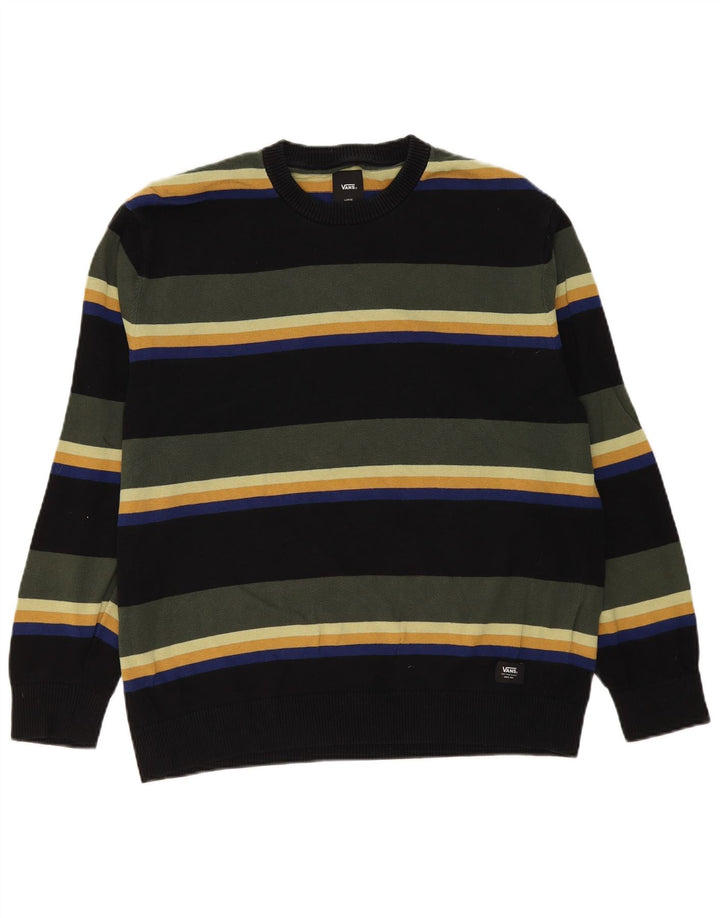Vans Pull à col rond pour homme en coton rayé multicolore