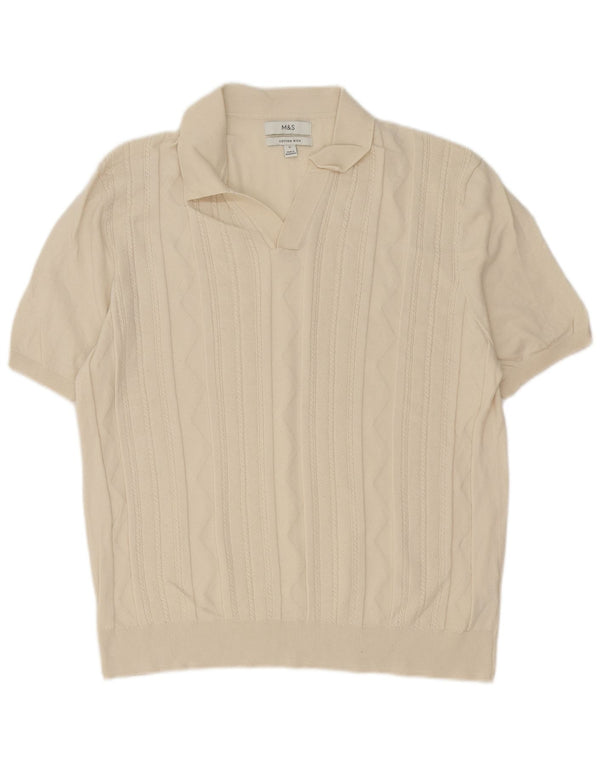 Marks & Spencer Pull à manches courtes et col polo pour homme XL en coton beige