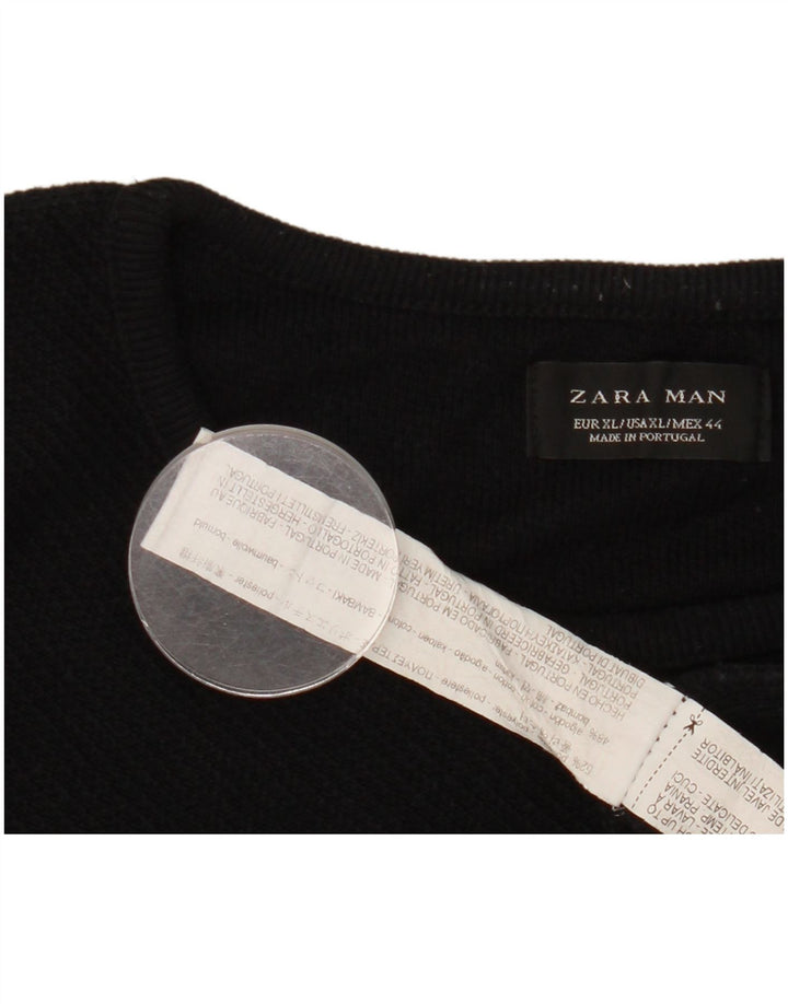 Zara Pull ras du cou pour homme XL Noir Polyester
