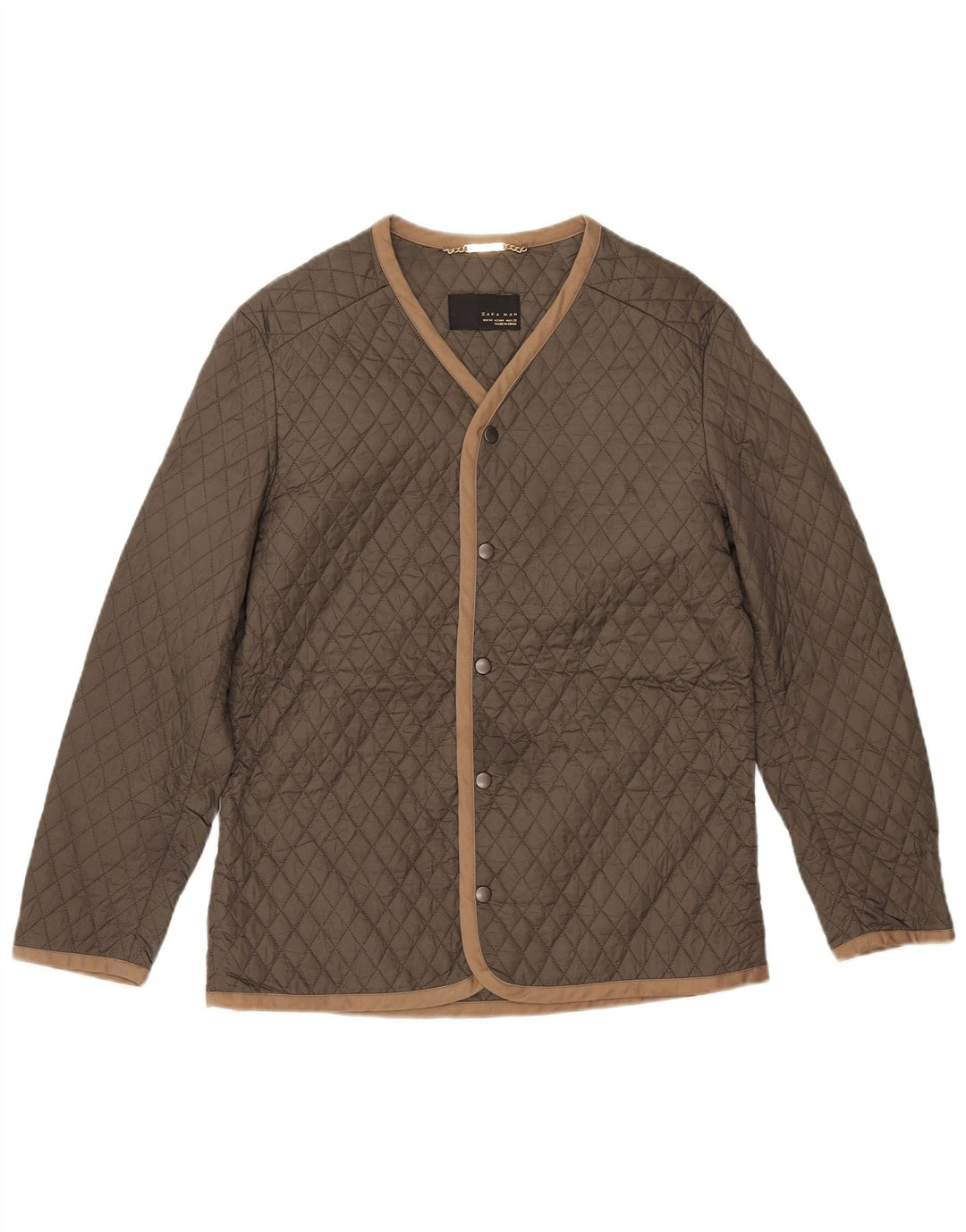 Zara Veste matelassée pour homme UK 38 Medium Kaki Nylon