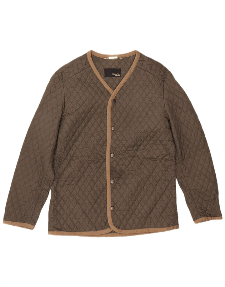 Zara Veste matelassée pour homme UK 38 Medium Kaki Nylon
