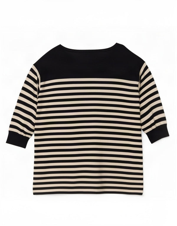 Marks & Spencer Haut Portfolio Femme Manches 3/4 UK 18 XL Bleu Marine Rayé