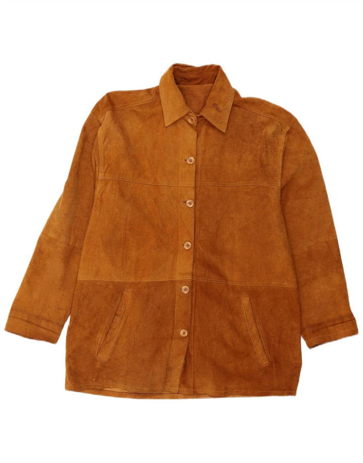 veste en daim femme vintage UK 16 Grand Brun