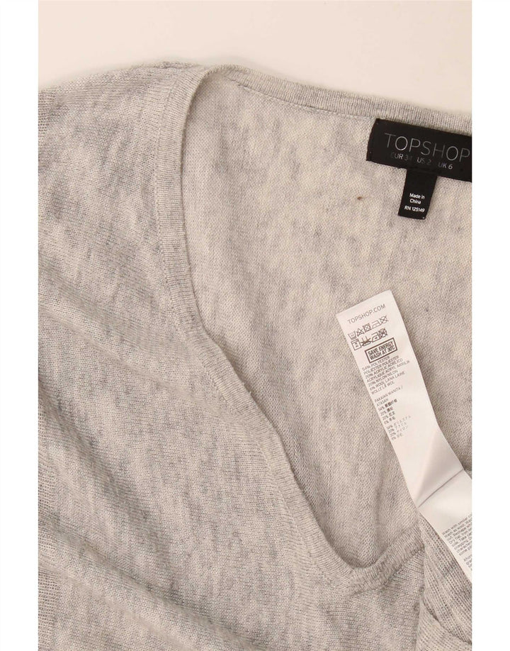 Topshop Femme Haut Oversize Manches Longues UK 6 XS Gris Moucheté Polyester