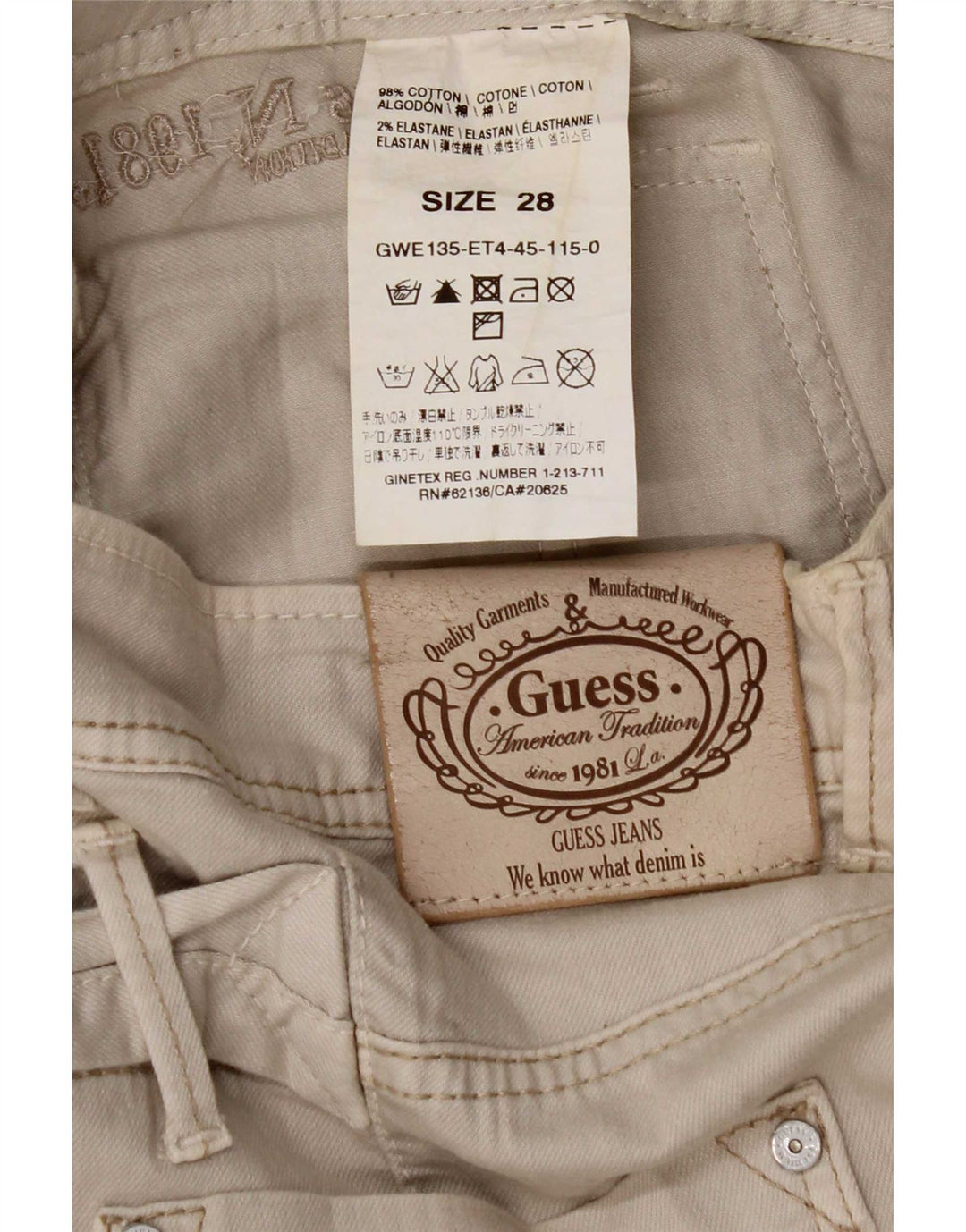 Guess Jupe Cargo En Denim Femme W28 Coton Beige Moyen