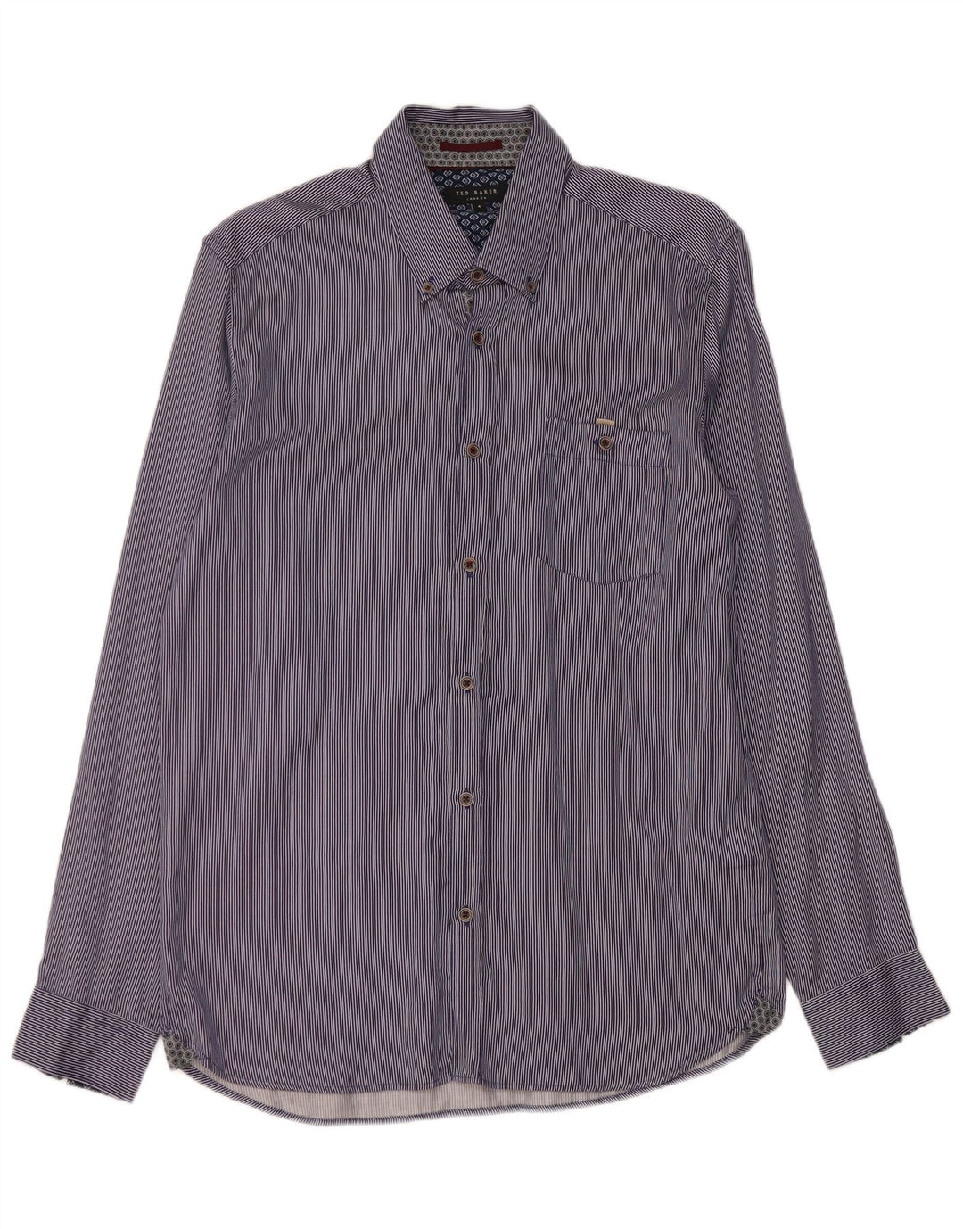 Ted Baker Chemise homme Taille 4 Grand coton à fines rayures bleues