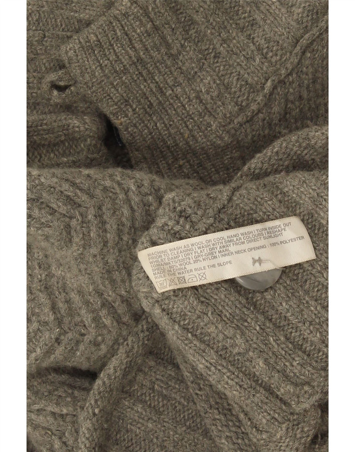 FAT FACE Pull à col boutonné pour homme 2XL Gris Laine à chevrons