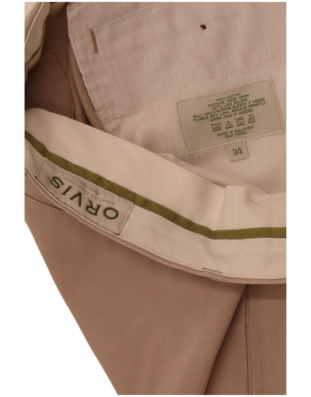 Orvis Pantalon Chino Droit Homme W34 L30 Coton Beige