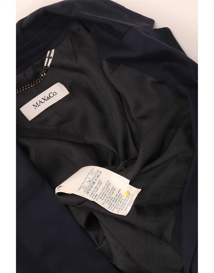 Max & Co. Veste blazer à 1 bouton pour femme UK 8 Small Bleu marine en coton